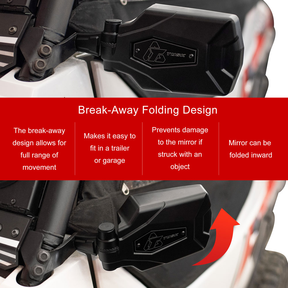 Tusk Pivot Folding UTV Mirror Kit w/A-pillar Mounts Can-Am Maverick 2017-2025