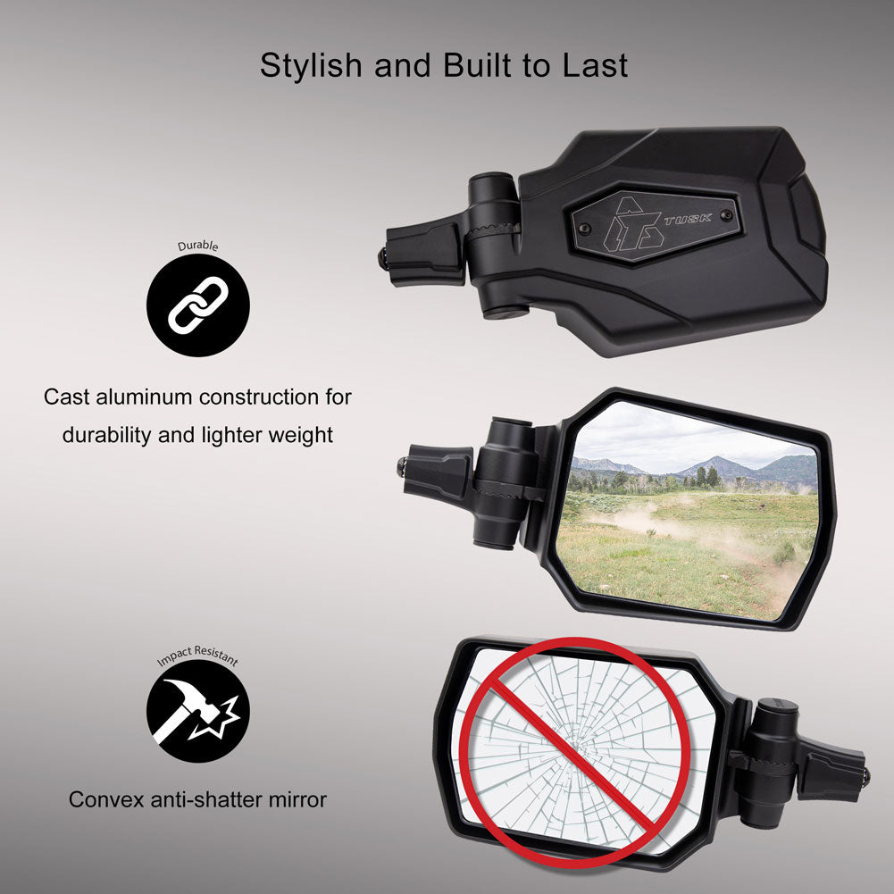 Tusk Pivot Folding UTV Mirror Kit w/A-pillar Mounts Can-Am Maverick 2017-2025