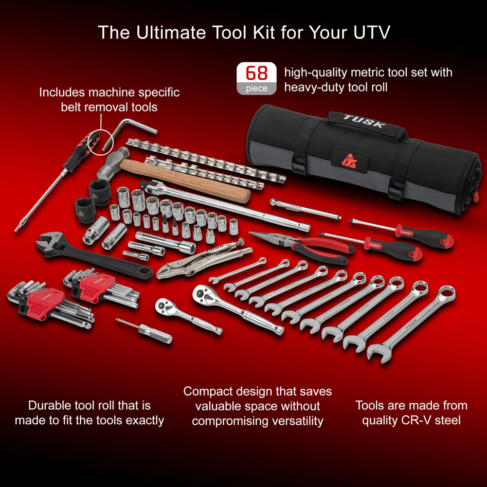 Tusk UTV Tool Roll Kit with Belt Removal Tools Polaris Sportsman ACE 325 2014–2017