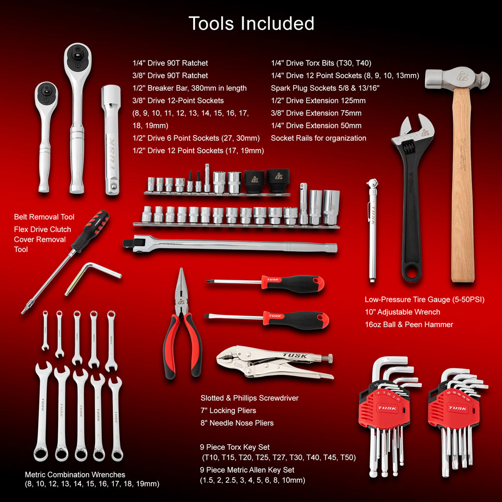 Tusk UTV Tool Roll Kit with Belt Removal Tools Polaris Sportsman ACE 325 2014–2017