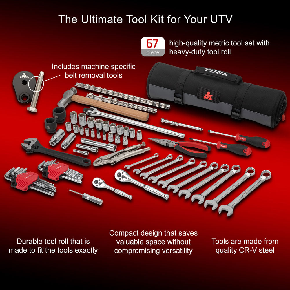 Tusk UTV Tool Roll Kit with Belt Removal Tools Can-Am Maverick X3 DS Turbo 64 Inch 2017–2025 - Adventure Parts