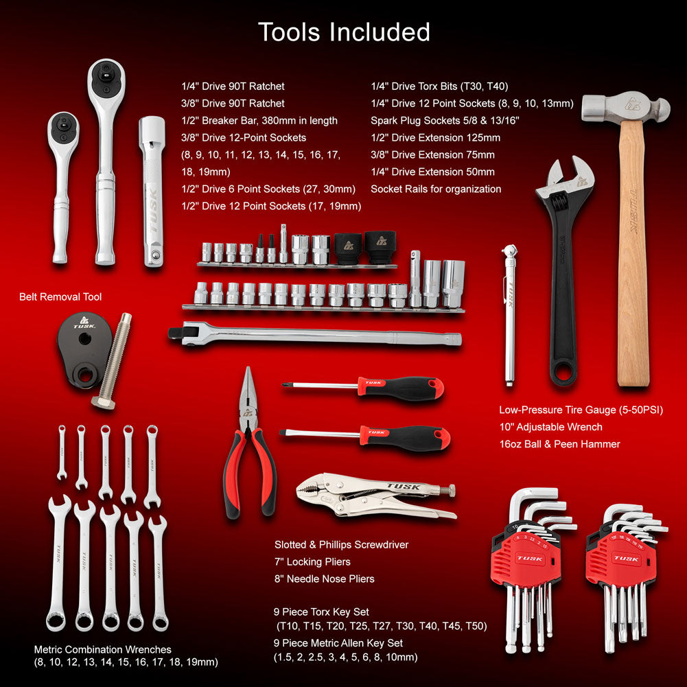 Tusk UTV Tool Roll Kit with Belt Removal Tools Can-Am Maverick X3 DS Turbo 64 Inch 2017–2025 - Adventure Parts