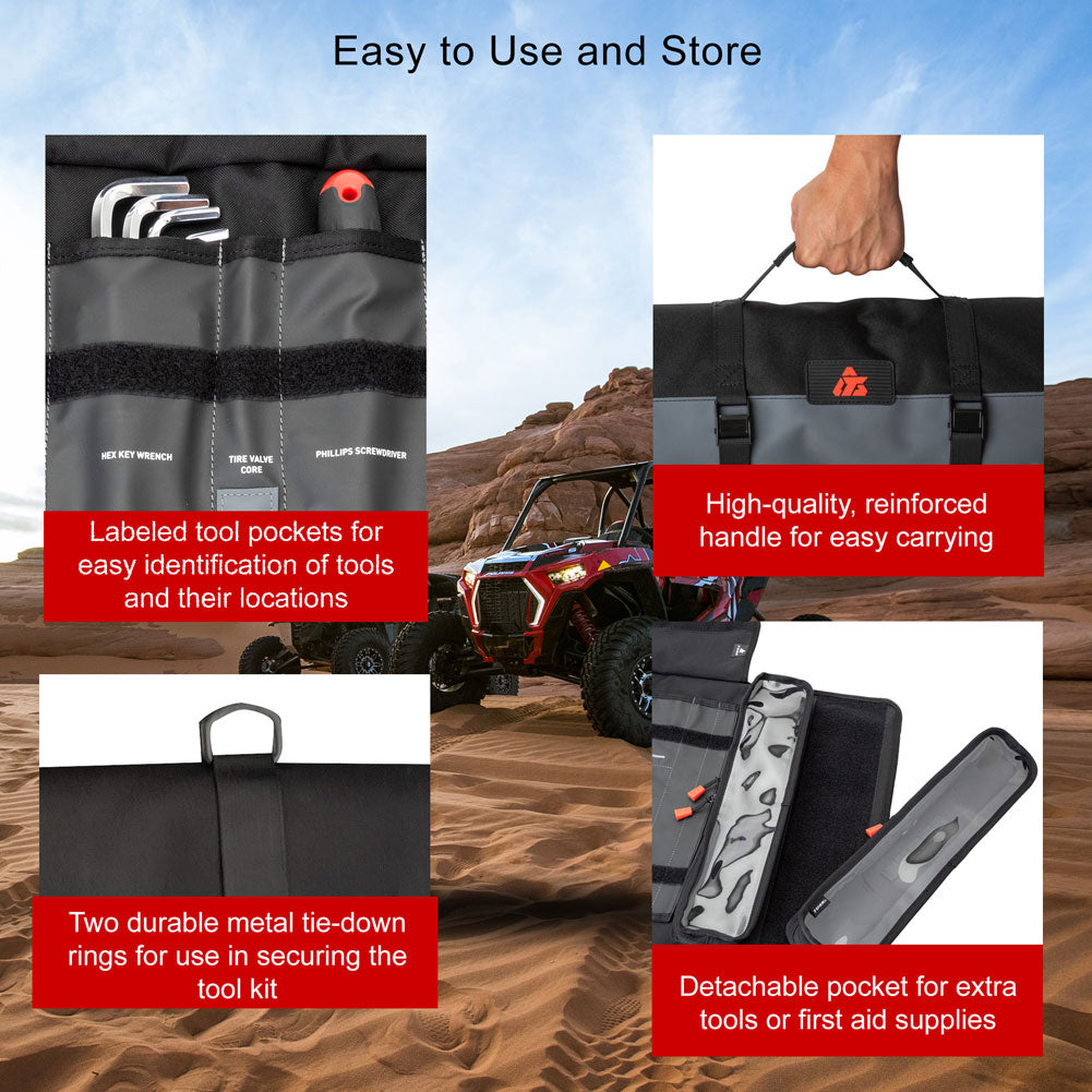 Tusk UTV Tool Roll Kit with Belt Removal Tools Polaris Sportsman ACE 325 2014–2017