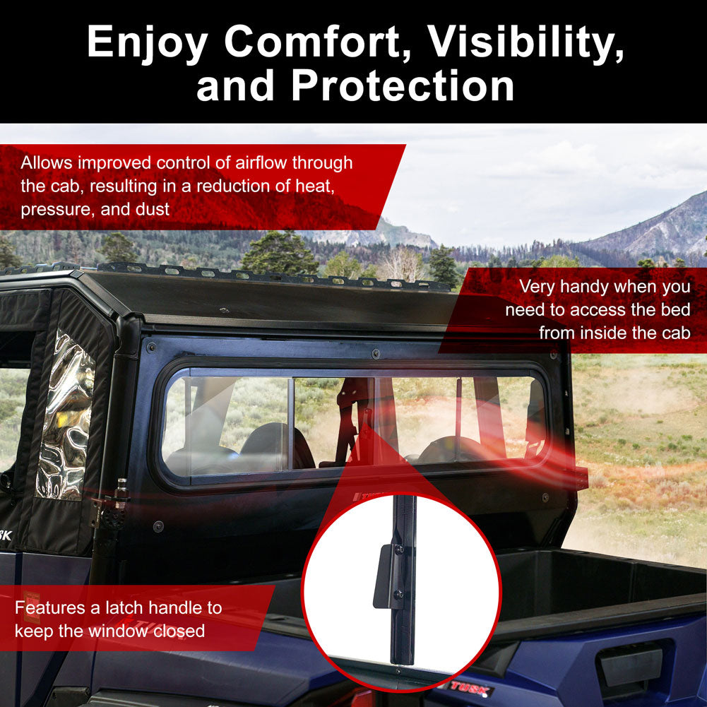 Tusk Sliding Rear Glass Window Polaris General 2016-2026