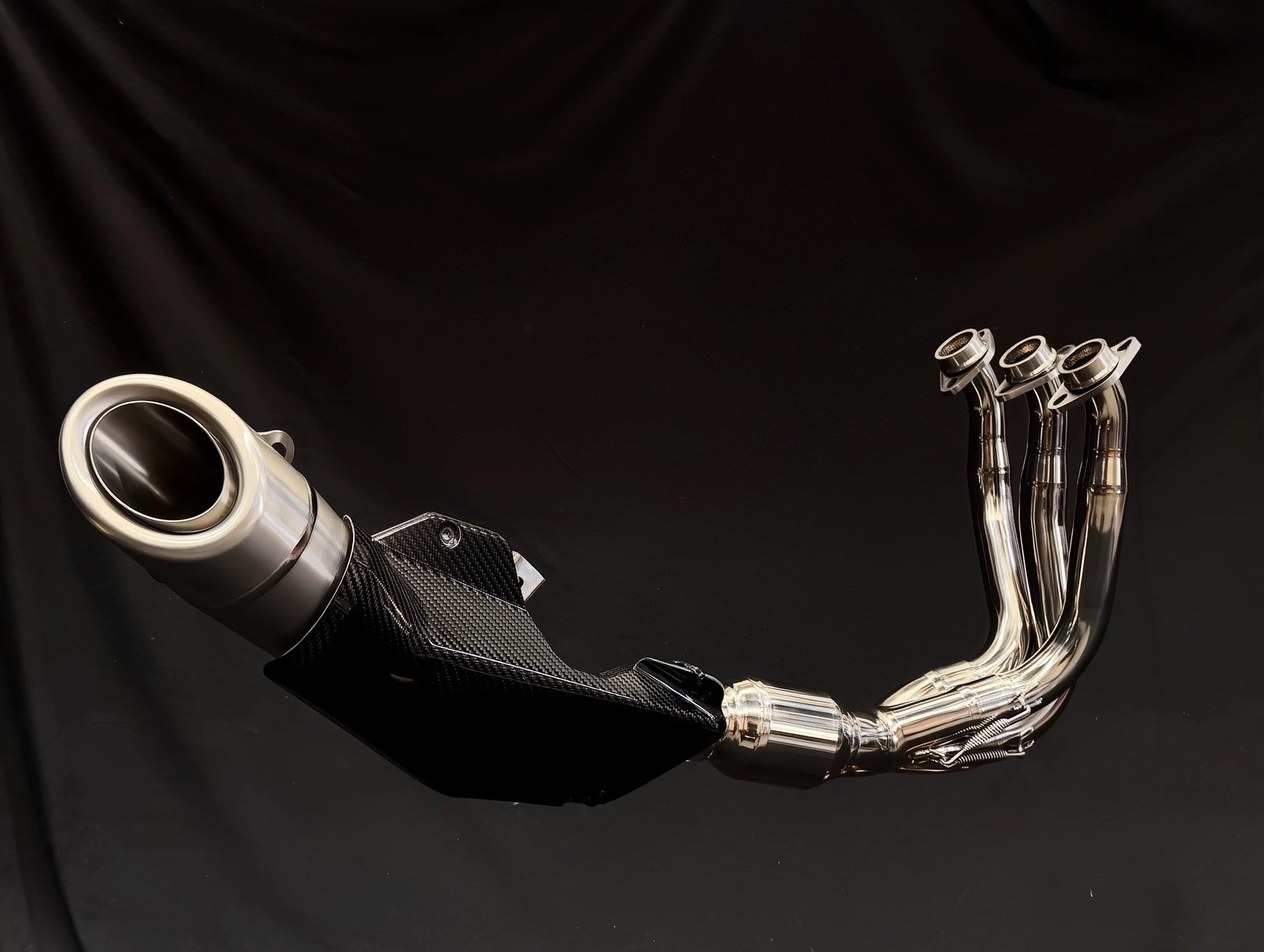 Vandemon Slash Cut Low Mount Titanium Exhaust System CFMOTO 675SR-R, 675SR-S, 675SS, 675NK 2024-2025 - Adventure Parts