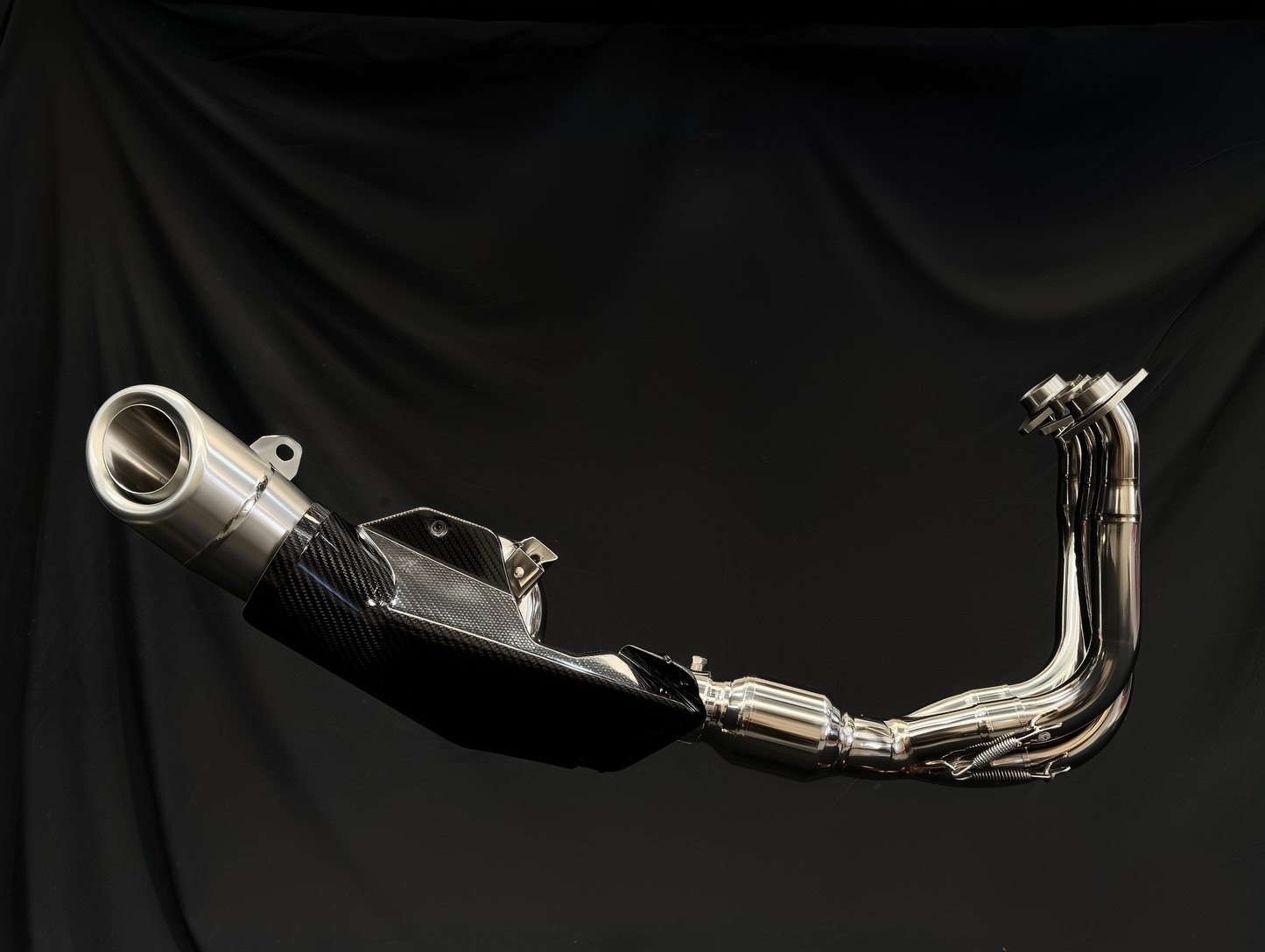 Vandemon Slash Cut Low Mount Titanium Exhaust System CFMOTO 675SR-R, 675SR-S, 675SS, 675NK 2024-2025 - Adventure Parts