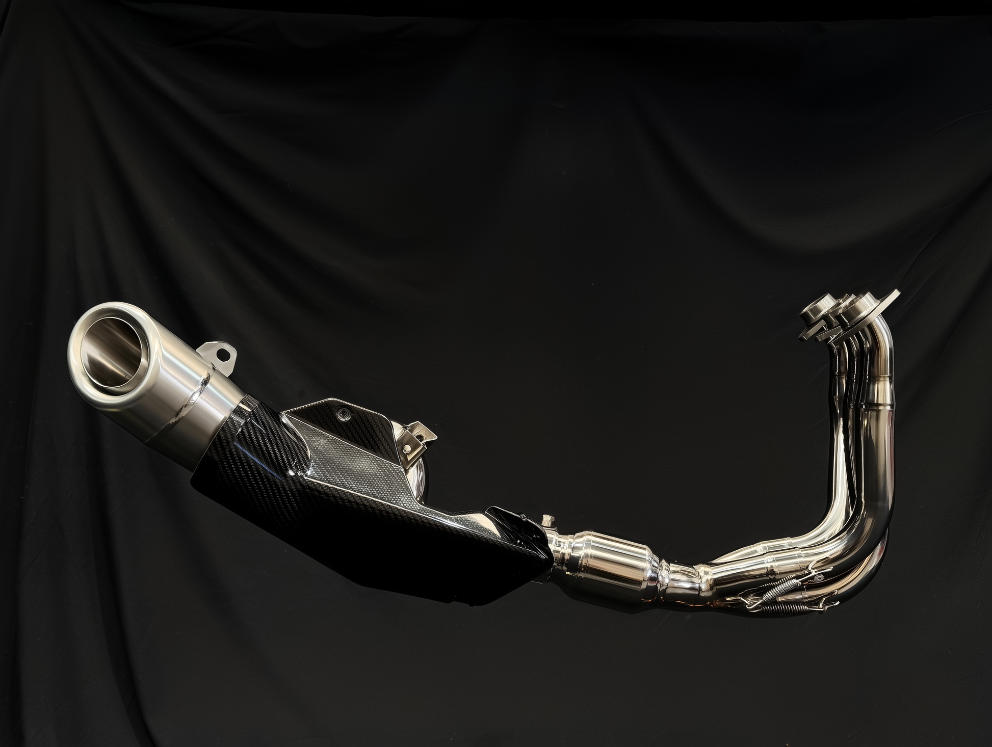 Vandemon Slash Cut Low Mount Titanium Exhaust System CFMOTO 675SR-R, 675SR-S, 675SS, 675NK 2024-2025 - Adventure Parts