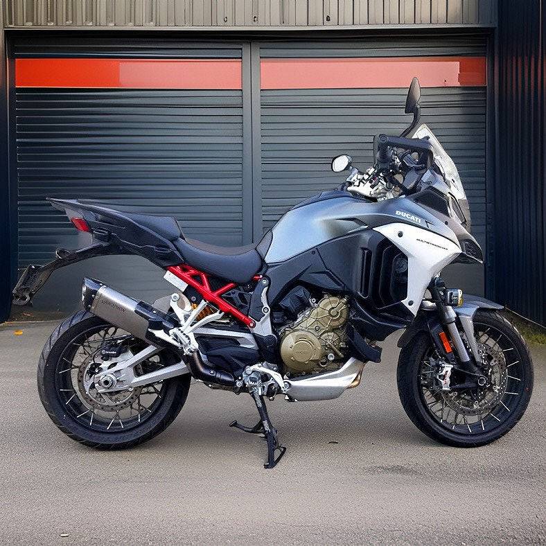 Vandemon Bimodal Stealth Titanium Slip-On Ducati Multistrada V4 Exhaust 2021-2023 - Adventure Parts