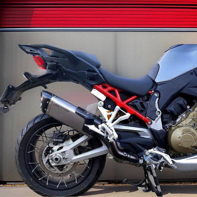 Vandemon Bimodal Stealth Titanium Slip-On Ducati Multistrada V4 Exhaust 2021-2023 - Adventure Parts