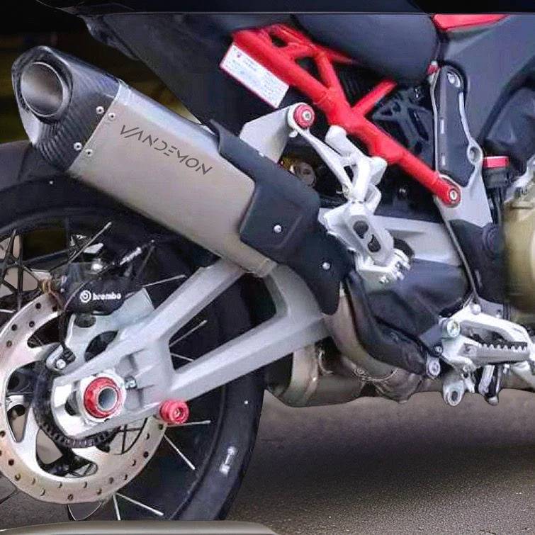 Vandemon Bimodal Stealth Titanium Slip-On Ducati Multistrada V4 Exhaust 2021-2023 - Adventure Parts