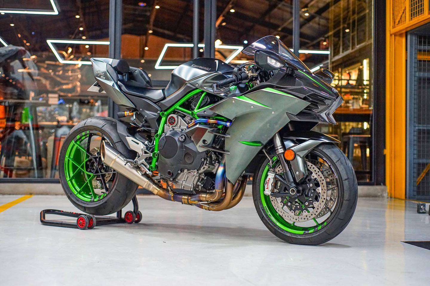 Vandemon Brushed Titanium Exhaust System Kawasaki Ninja H2 & H2R 2015-2024 - Adventure Parts