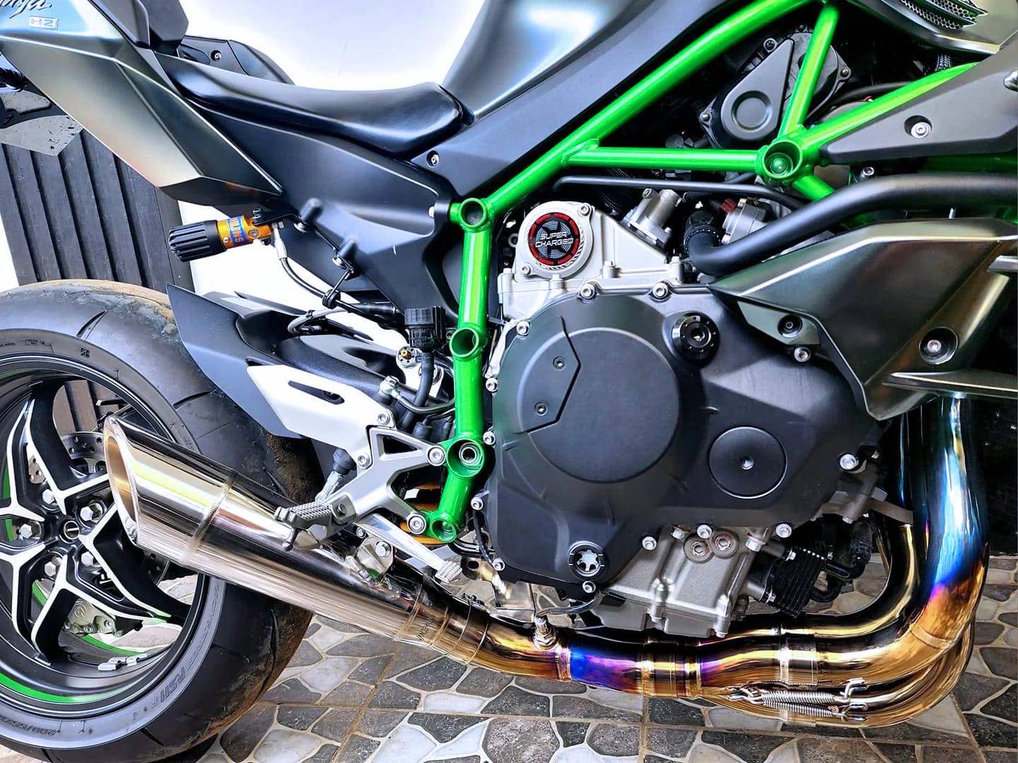 Vandemon Polished Titanium Exhaust System Kawasaki Ninja H2 & H2R 2015-24 - Adventure Parts