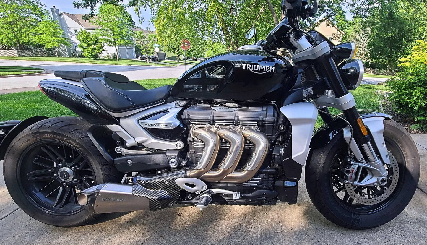 Vandemon Titanium Bimodal Stealth Titanium Slip-On Mufflers Triumph Rocket 3R & GT 2500 2019-2023 - Adventure Parts