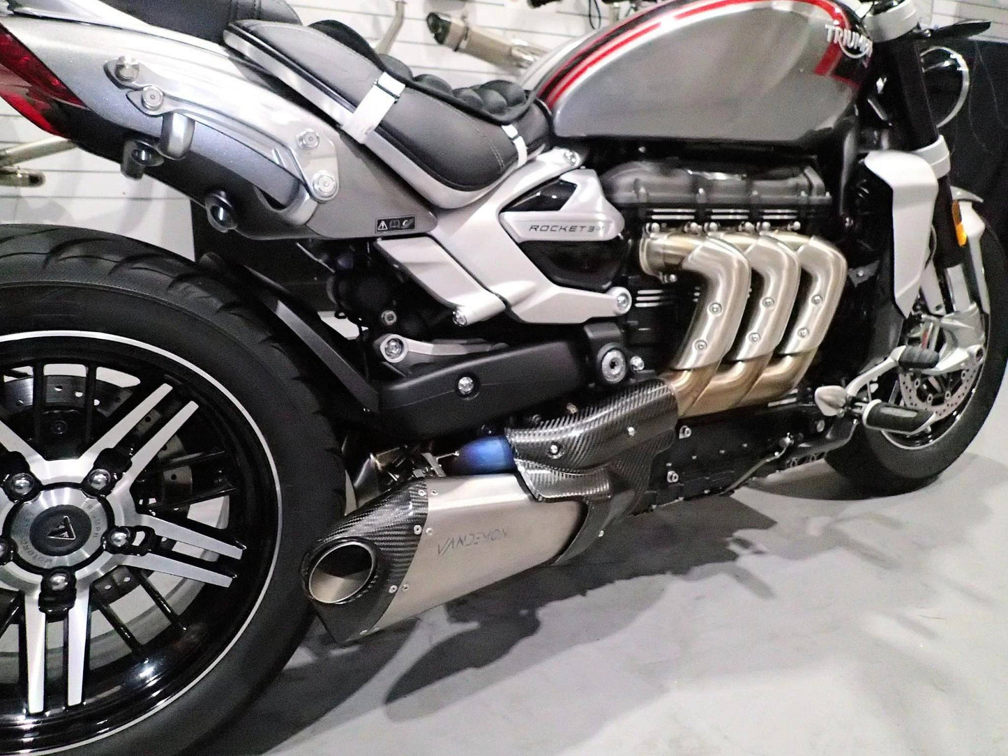 Vandemon Titanium Bimodal Stealth Titanium Slip-On Mufflers Triumph Rocket 3R & GT 2500 2019-2023 - Adventure Parts