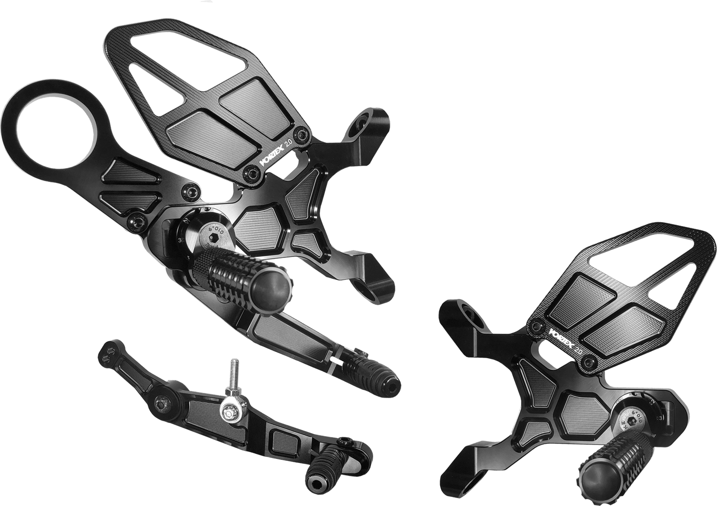 Vortex Racing V3 2.0 Rearsets BMW S1000RR 2020-2023 M1000RR 2021-2022 - Black - Adventure Parts