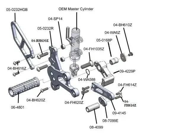 Woodcraft Complete Std. Shift Rearset Kit W/ Pedals Suzuki GSX-8S 2023+ - Adventure Parts