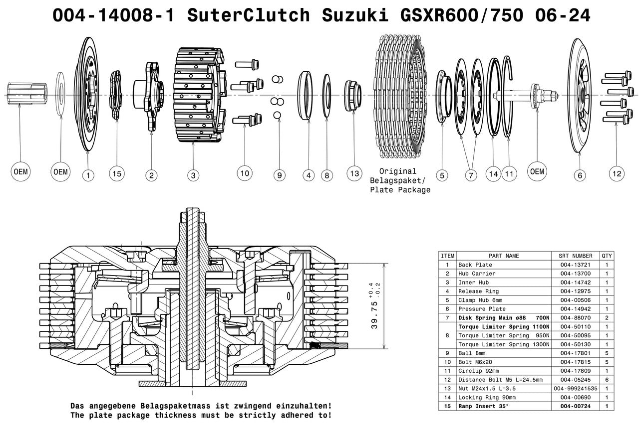 SuterClutch Suzuki GSX-R600 2006-2025