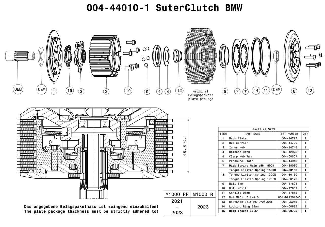 SuterClutch BMW M1000RR 2022-2023