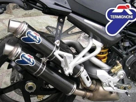 Termignoni Carbon Silencers Pair Of Approved Ducati Monster 2003-2008 - Adventure Parts