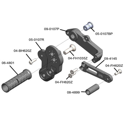 Woodcraft Rearset - GP Shift Kawasaki Z125 PRO 2017-2022