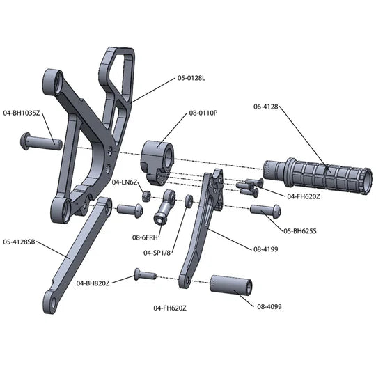 Woodcraft Complete Rearset Kawasaki Ninja 650R 2009-2011