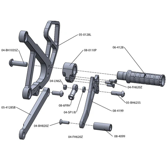 Woodcraft Rearset Kit w/Shift Pedal Kawasaki Ninja 650R 2009-2011