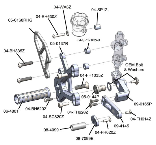 Woodcraft Complete Rearset Kawasaki ZX-4RR 2023-2024