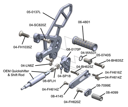 Woodcraft Complete Rearset Kawasaki ZX-4RR 2023-2024