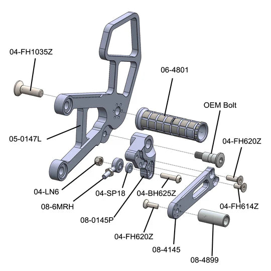 Woodcraft Rearset - STD/GP Shift Kawasaki Ninja ZX-6R 2007-2008