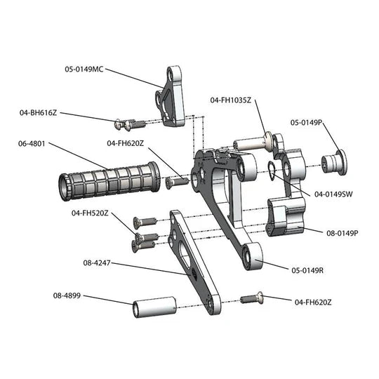 Woodcraft Complete Rearset - STD/GP Shift Kawasaki ZX-6R 2013-2018