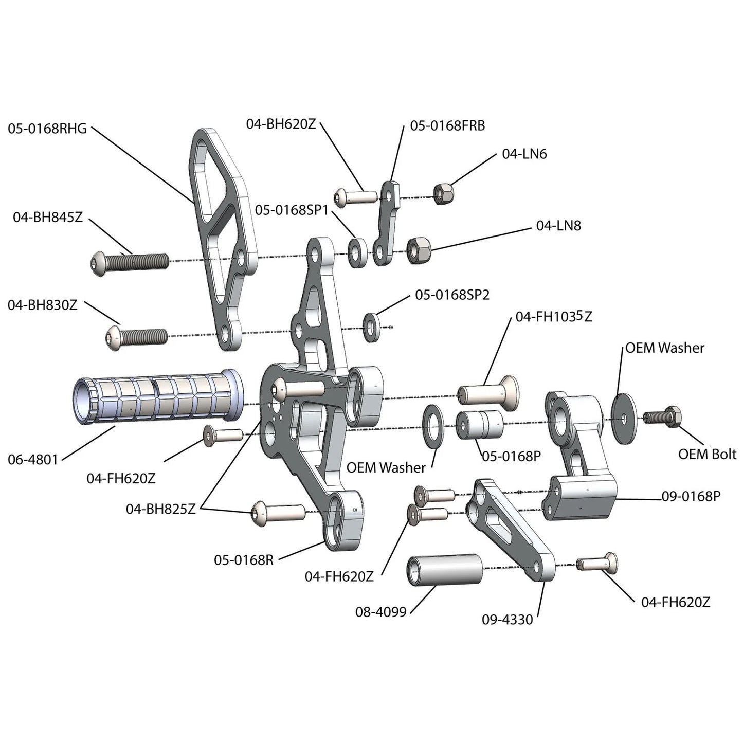 Woodcraft Rearset - STD Shift Kit Kawasaki ZX-10R 2011-2015