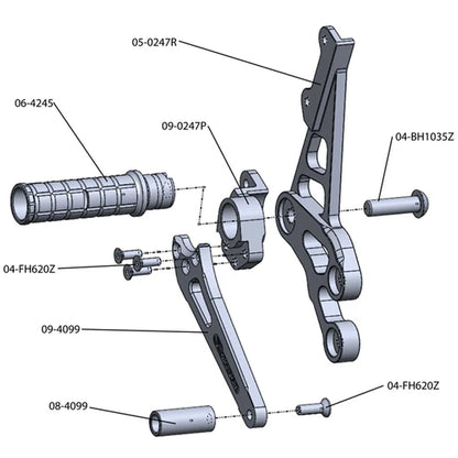 Woodcraft Complete Rearset Suzuki GSX-R600 2006-2010