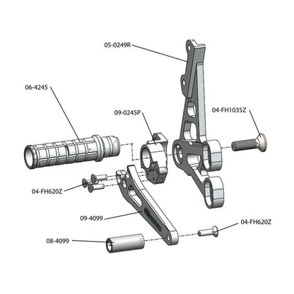 Woodcraft Complete Rearset Suzuki GSX-R1000 2007-2008