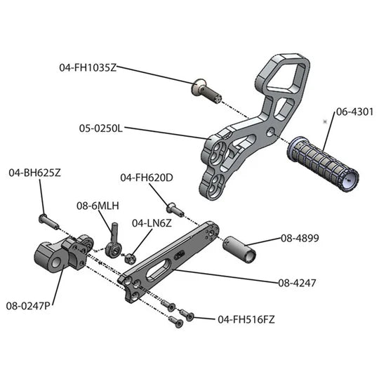 Woodcraft Rearset w/Shifter Suzuki GSX-R600 2011-2024