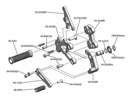 Woodcraft Complete Rearset Honda CBR600RR 2007-2022