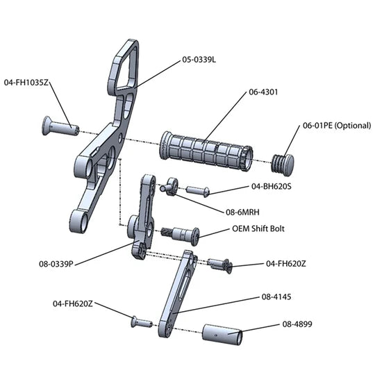 Woodcraft Complete Rearset Honda CBR1000RR 2008-2016