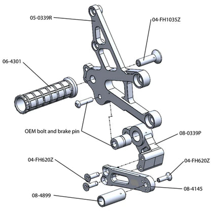 Woodcraft Complete Rearset Honda CBR1000RR 2008-2016