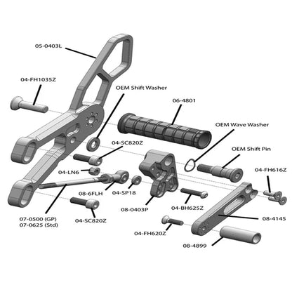 Woodcraft Rearset - STD Shift Yamaha MT-03 2018-2024