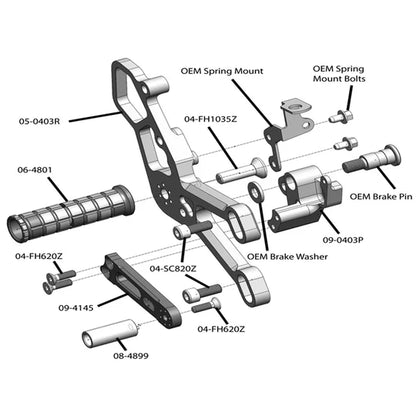 Woodcraft Rearset - STD Shift Yamaha MT-03 2018-2024