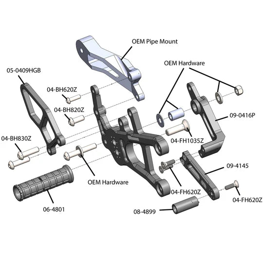 Woodcraft Complete Rearset Yamaha FZ10 / MT10 2017-2021