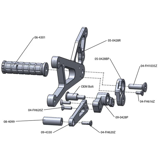 Woodcraft Rearsets Yamaha YZF-R1 2004-2006