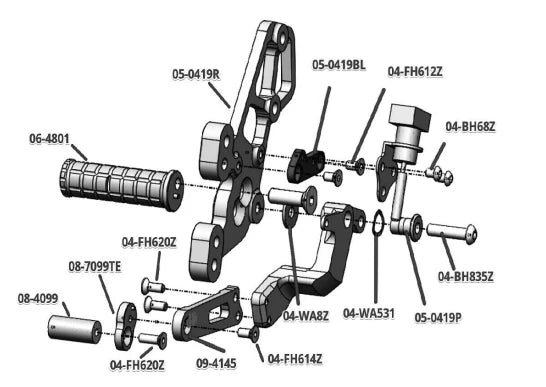 Woodcraft Rearset Kit Yamaha MT-09 2024-2025 - Adventure Parts