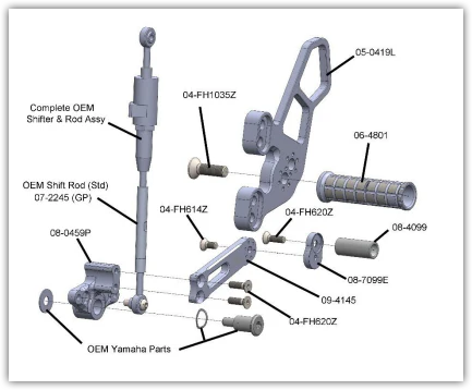 Woodcraft Rearset Kit Yamaha MT-09 2024-2025 - Adventure Parts