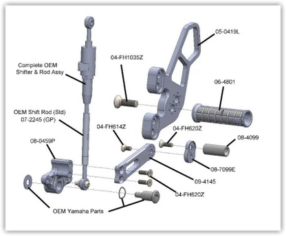 Woodcraft Rearset Kit Yamaha MT-09 2024-2025 - Adventure Parts