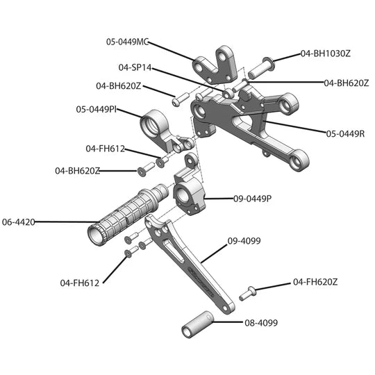 Woodcraft Rearset - STD Shift Yamaha YZF-R6 2006-2016