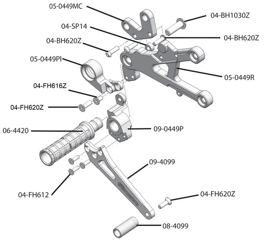 Woodcraft Rearset - GP Shift Yamaha YZF-R6 2006-2016