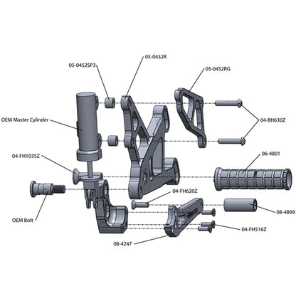 Woodcraft Complete Rearset Yamaha YZF-R1 2009-2014