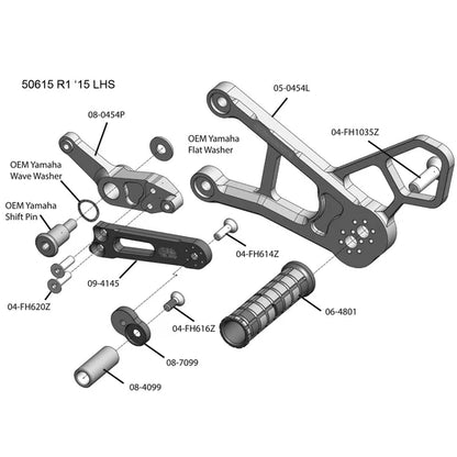 Woodcraft Complete Rearset Yamaha YZF-R1 2015-2024