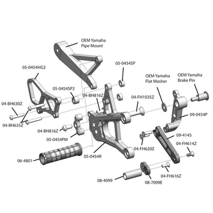 Woodcraft Complete Rearset Yamaha YZF-R1 2015-2024