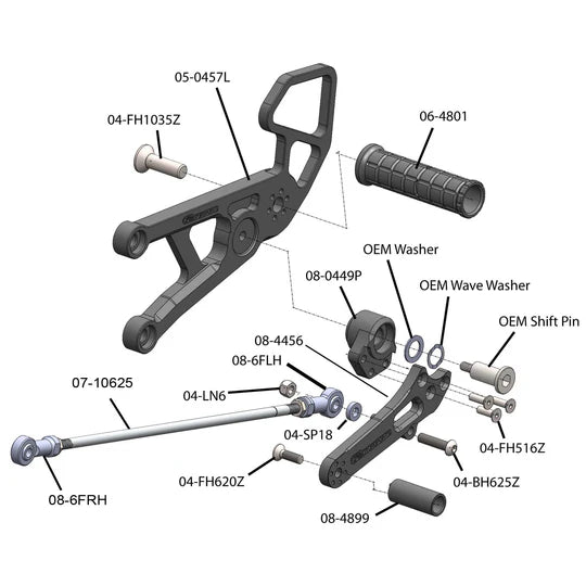 Woodcraft Rearset - GP Shift Yamaha YZF-R6 2006-2024